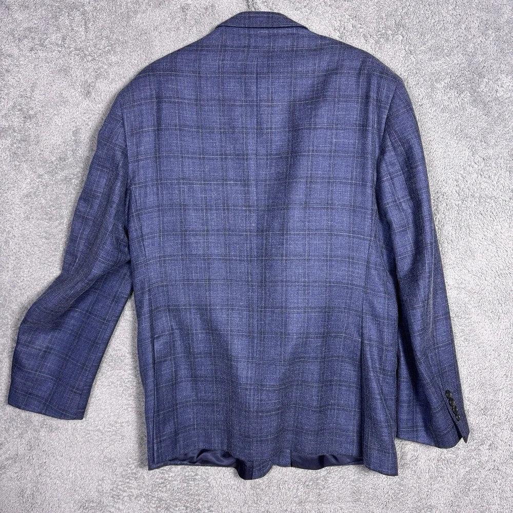 Jos A Bank Sport Coat Mens 44R Signature Windowpane Silk Linen Wool Blazer
